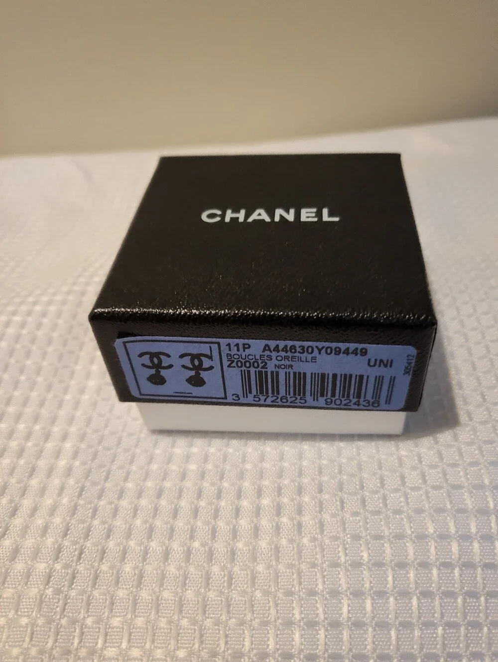 CHANEL Gold-Tone CC Drop Earrings with Black Beads